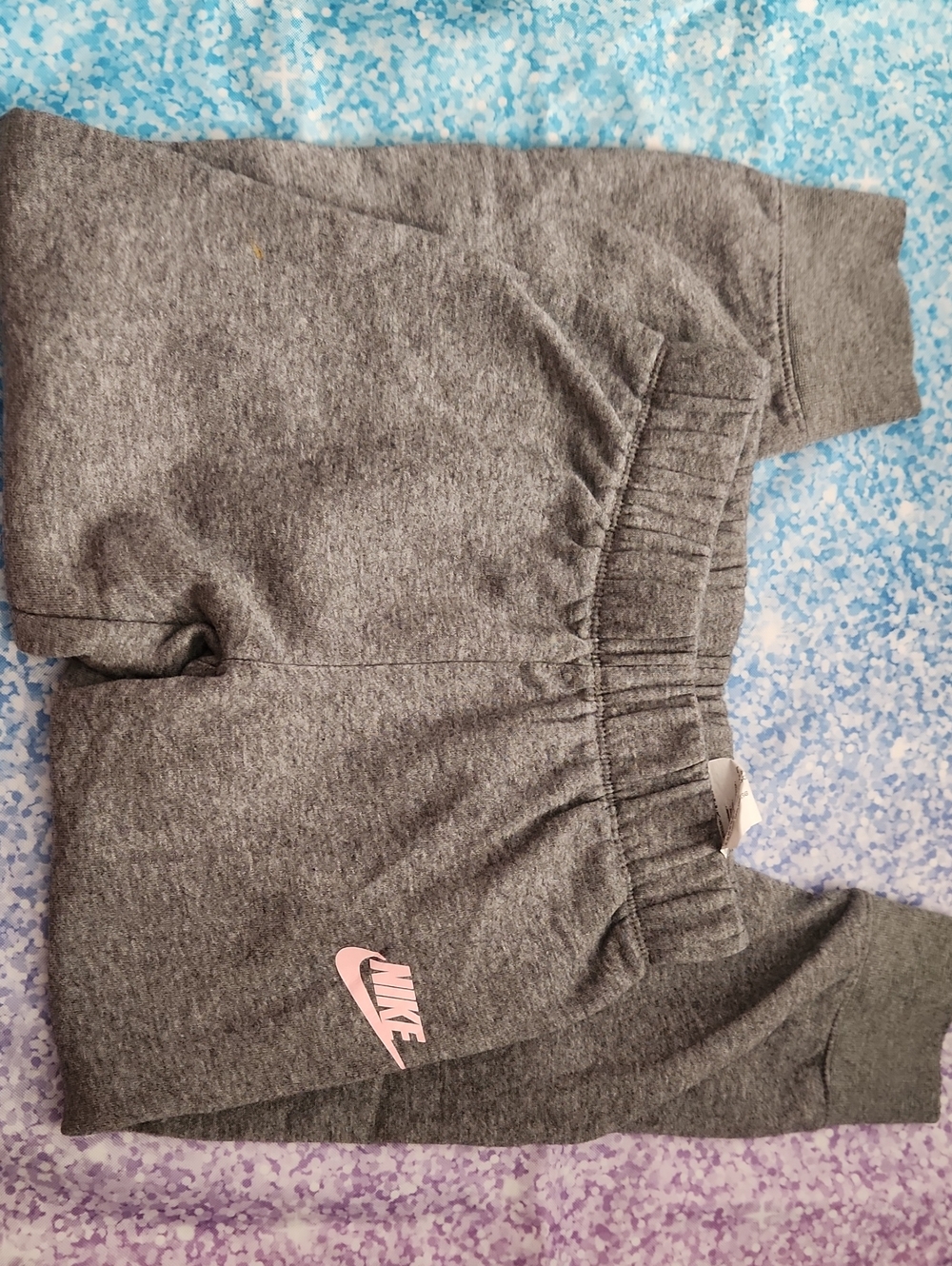 Nike Kids Gray Joggers with Pink Swoosh